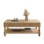 Table basse 47,24 "en bois massif à plateau relevable avec rangement caché, table de salle à manger rectangulaire cannelée avec pieds à colonnes romaines pour le salon-551604159