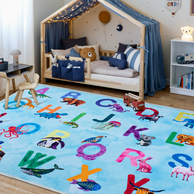 Tapis de classe Alphabet pour enfants, Rectangulaire 3 pi x 5 pi