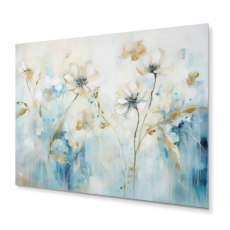 «Blue Botanical Garden I - Abstract Botanicals», reproduction d'art en métal, H 12 po x l 20 po x P 1 po