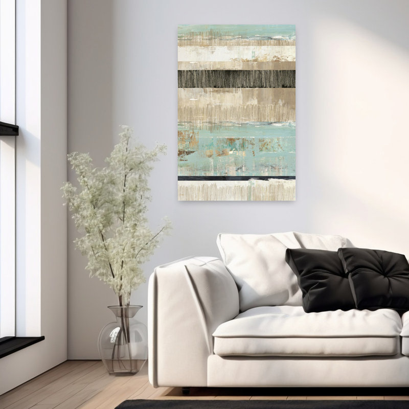 Celadon Dreams II, art abstrait géométrique moderne, H 36 po x l 24 po