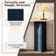 Console rustique avec plateau en faux marbre et fabrication en bois bleu marine et blanc avec base moderne en bois lisse bleu marine