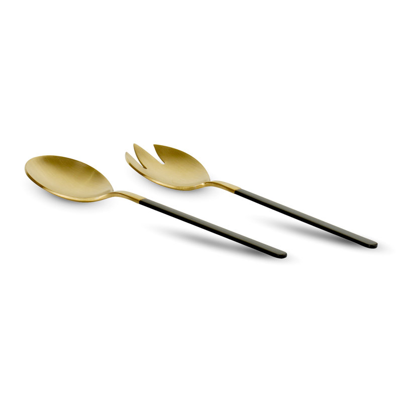 Stainless Steel Salad Servers, Black/Gold
