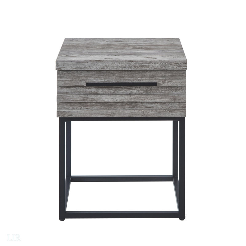 Table de bout contemporaine avec rangement, table de bout, Gris