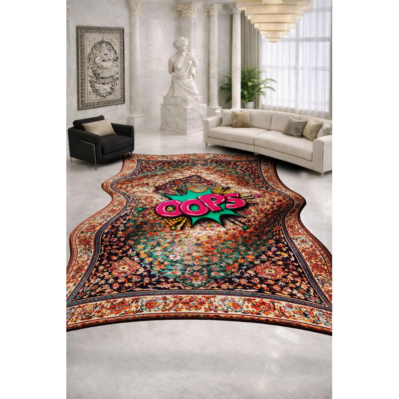 Tapis beige tissé traditionnel Mosso, 4'11" x 9'10"