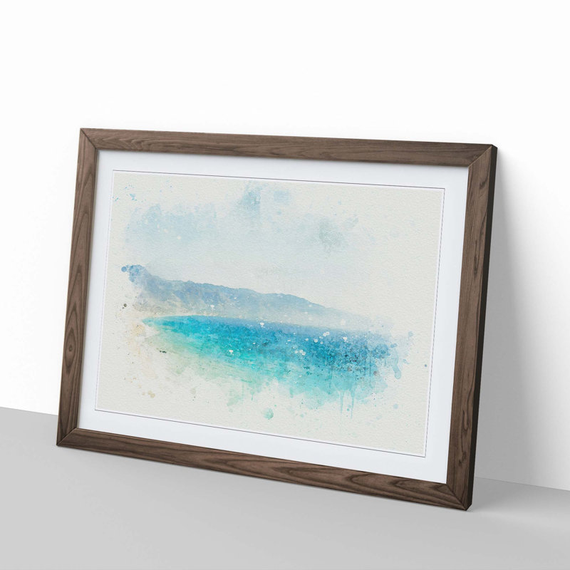 Malibu Beach in California in Abstract - Picture Frame Graphic Art Print, 50cm H x 76cm W x 2cm D, Walnut