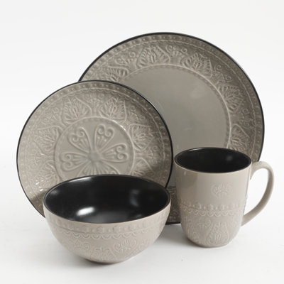 Gibson Elite Milanto 16 Piece Dinnerware Set, Cream