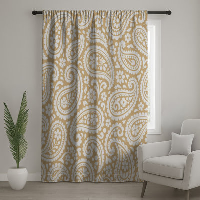 Rideaux de fenêtre beige à motif cachemire, voilages et voilages à motif cachemire - 1 panneau