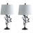  Grinstead 27" Tradition Unique Leaf Design Metal Table Lamp with 3-Way Dimmable Lightingand White Shade-1463978116
