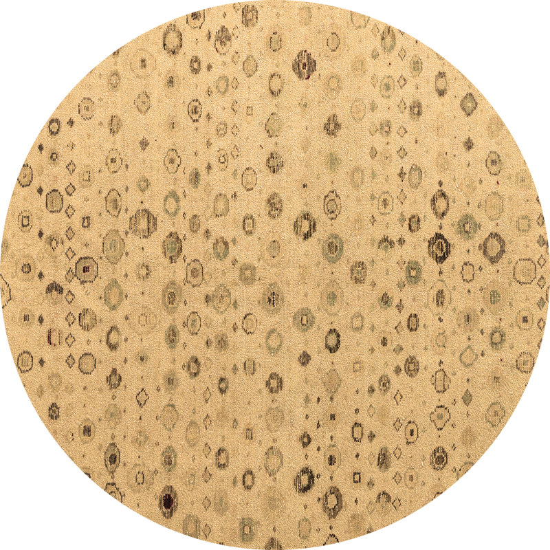 Tapis en laine / polyester tissé à la machine à pois brun clair, Rond 6 pi