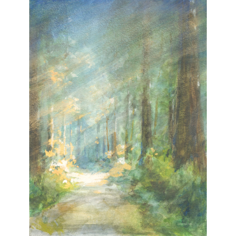 Rayons de lumière du sentier forestier, rayon de lumière, arbres, feuillage, doux, vert, brun, or, jaune, brun clair