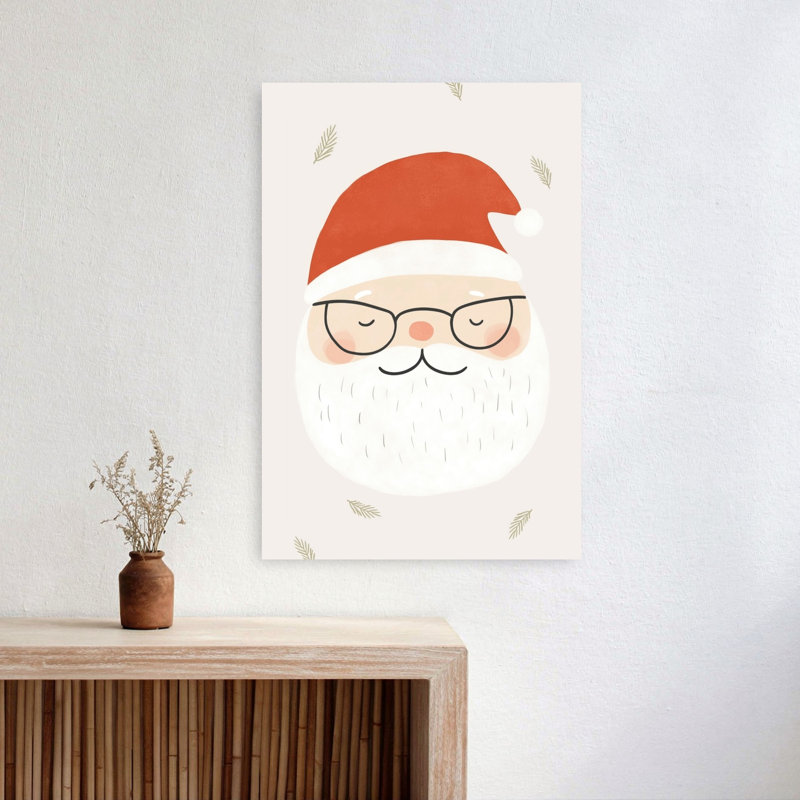 Cozy Christmas Santa Minimalist Abstract Contemporary Pine Winter Wall Art Print 1 Piece Wrapped Canvas Wall Art