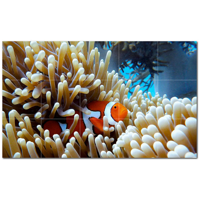 Murale en céramique satinée Coral Photo 8 po x 8 po