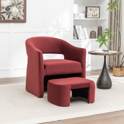 Kyah Upholstered Barrel Chair With Ottoman