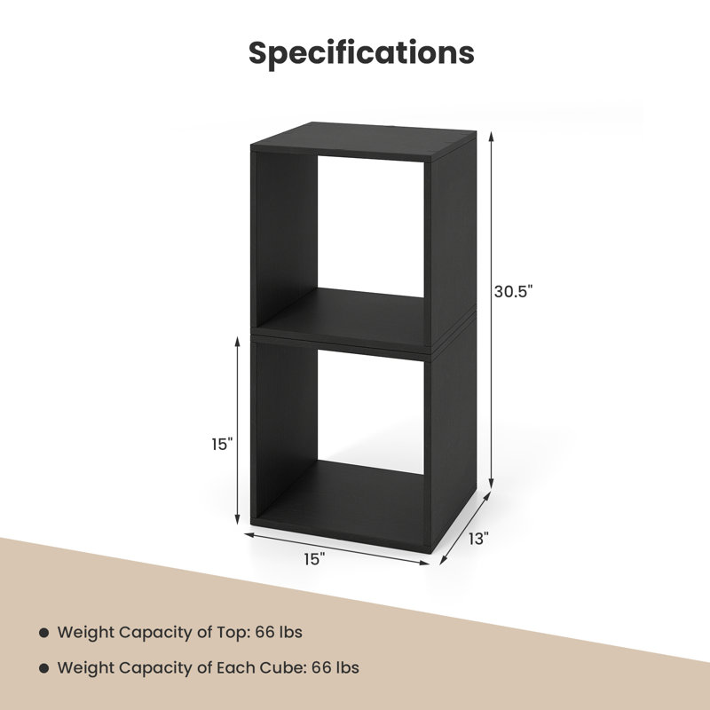 Ensemble de 4 cubes de rangement empilables, organisateur de rangement pour la maison avec dispositif anti-basculement, noir