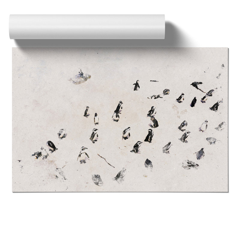 Penguin Beach Watercolour - Frameless Print, 30cm H x 42cm W x 0.1cm D