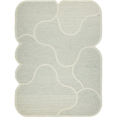 Shell Hand Tufted New Zealand Wool Green/Ivory Area Rug