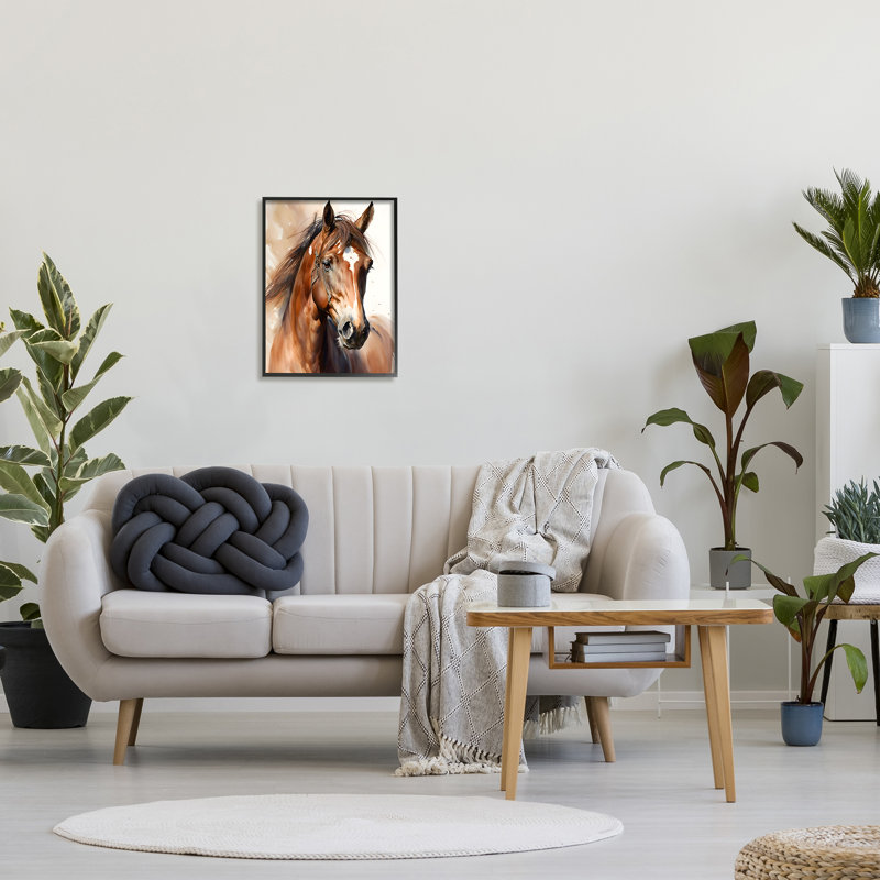 «Brown Horse», reproduction d'art sur toile simple encadrée, Giclée encadrée noir minuit, H 20 po x l 16 po x P 1,5 po