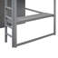 Lit mezzanine double en bois avec garde-robe intégrée, bureau et rangement dans des tons de gris Options polyvalentes-118035899