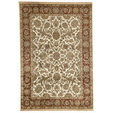 Hand Knotted Wool Area Rug in Ivory And Red