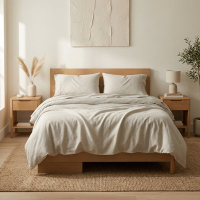 Ensemble de housse de couette en lin de bambou naturel Rug Branch