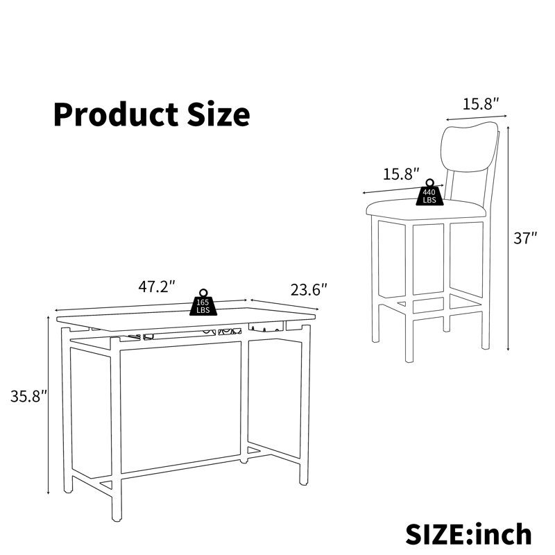 Eyoas 2 - Person Four Leg Dining Set, Gray
