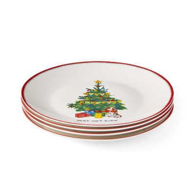 8" Christmas Doodles Plates, Set of 4