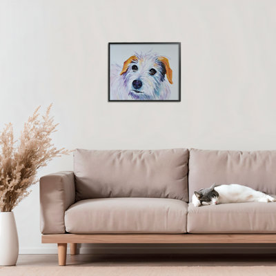 White Terrier Dog Portrait Framed Giclee, design by Tatiana Roberts
