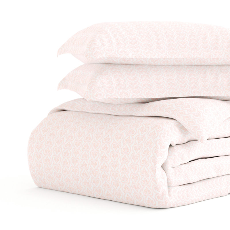 Twin XL Pink Paisley Microfiber Duvet Cover Set