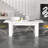 Modern Marble Look Extendable Dining Table, Press-To-Open Leaf, 94.5" Max Length