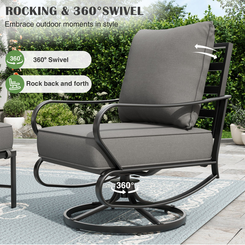 Ensemble de conversation de patio pour 5 personnes avec coussin Vanourgen, Gris
