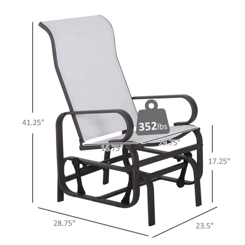 Beige Glider For Outside, Strong Support Frame, Water Fabric, Smooth Rocking Patio Chair From - Lightweight Build, Materials, Comfortable Seating