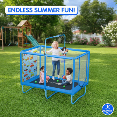Trampoline d'intérieur pour enfants avec enceinte sécuritaire - structure en acier à 6 pieds