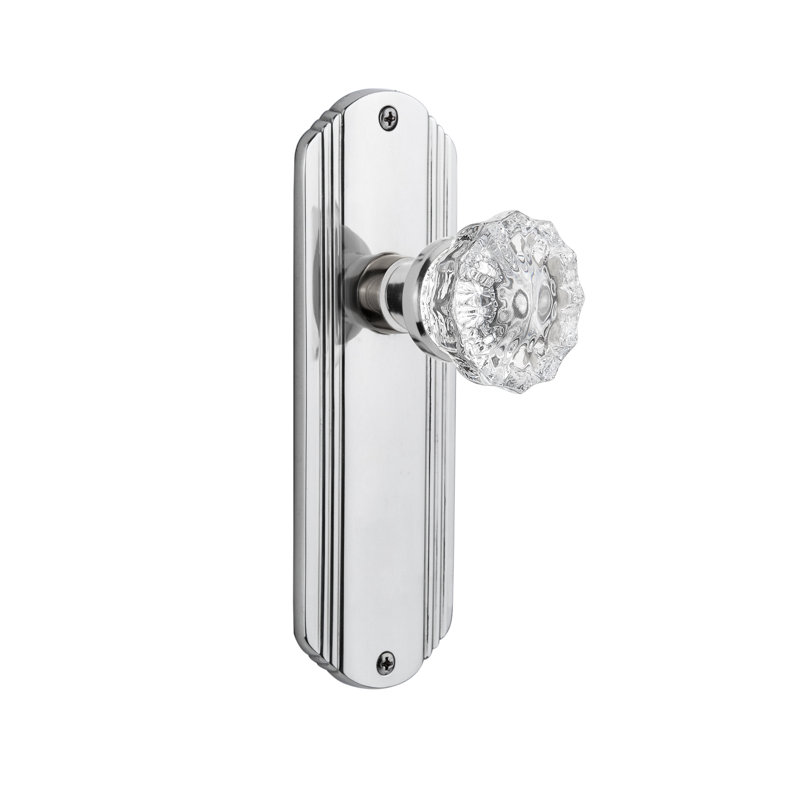 Deco Plate with Crystal Door Knob, Bright Chrome