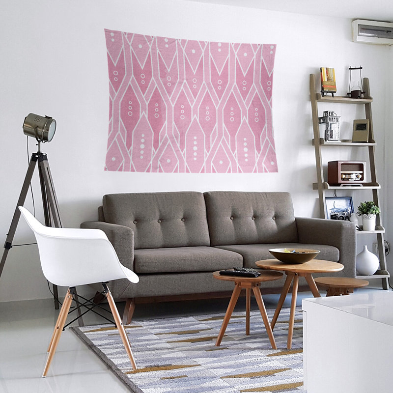 Tapisserie murale treillis, H 68 po x l 80 po, Rose