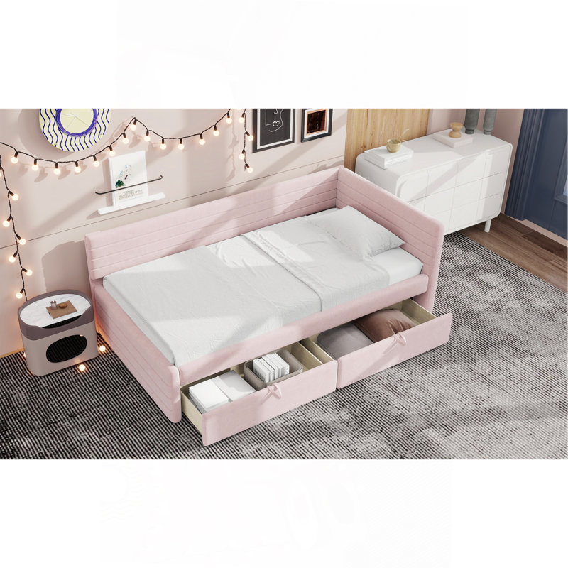 Twin Size Upholstered Daybed With 2 Drawers