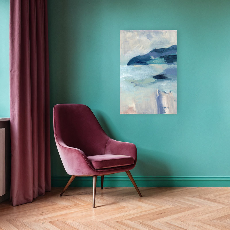 «Serene Coastal Blues», art paisible abstrait pacifique, 36" H x 24" W