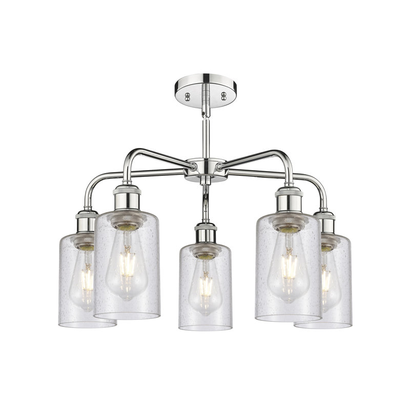 Lustre cylindrique à 5 lumières Ervine, Chrome poli