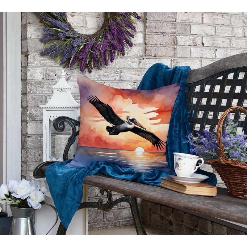 Coussin Pelican Fiery Sunset, Carré 18 po