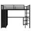 Structure de lit mezzanine avec garde-robe intégrée, lit mezzanine en métal avec bureau et tablettes de rangement