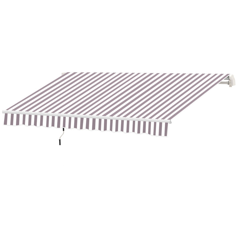 Retractable Awning, Patio Awnings, 116.25" W x 96.5" D, Striped, Coffee