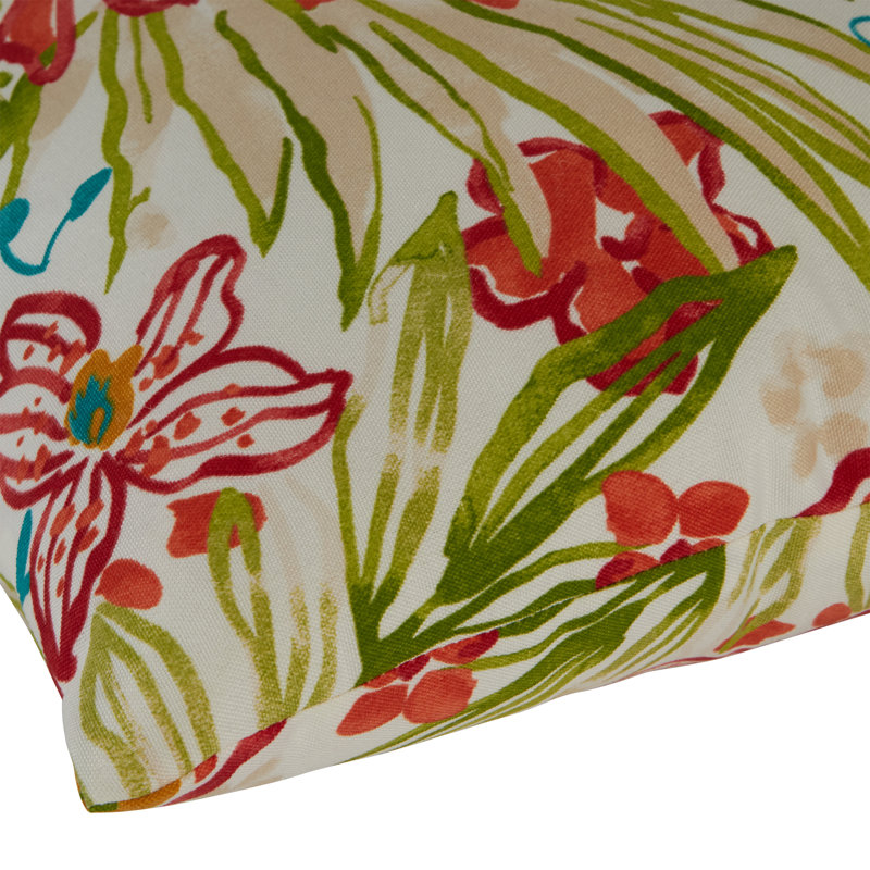 Coussin lombaire à rayures intérieur/extérieur Henrich, Brise florale, Ensemble de 2