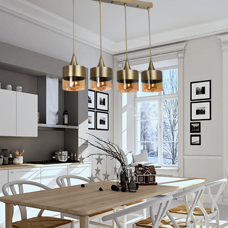Barringer 4 - Light Kitchen Island Pendant, Brass