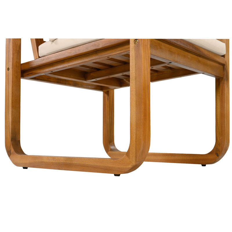 Ensemble de salle à manger de patio 7 pièces 7 pièces Ensemble de mobilier d'extérieur élégant avec coussins amovibles pour patio, cour arrière, bois naturel et coussin brun clair