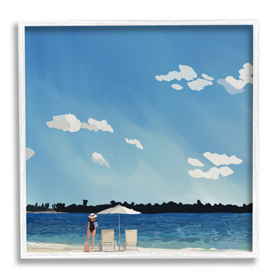 «Girl on Beach Horizon» encadrée sur bois par Amelia Noyes, impression