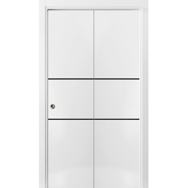 Porte pliante en bois massif massif, 48 po x 96 po, Satin blanc