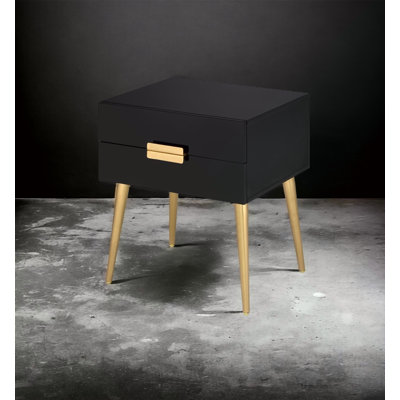 Black & Gold Finish End Table