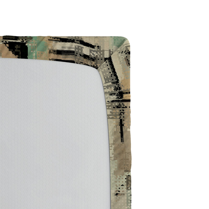 Drap-housse rustique Ambesonne, Vert mer, kaki foncé / abstrait, Full Fitted Sheet