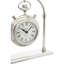 Roman Numeral Metal Mechanical Tabletop Clock in Silver-84442889