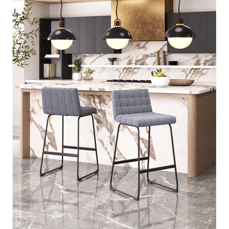 Tabouret Pago, 100% polyester - gris, Tabouret de bar (siège d'une hauteur de 29,9 po)