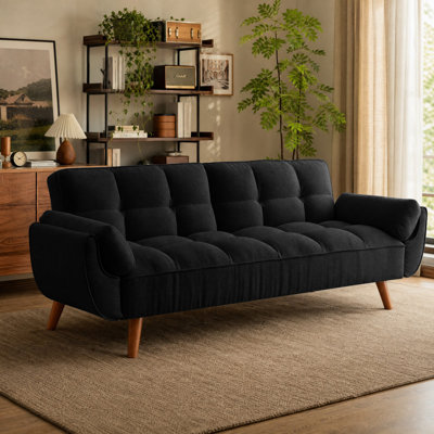Linen-Upholstered Folding Sofa, Adjustable Recliner-Style Sofa Bed, Suitable For Living Rooms, Apartments, Or Offices